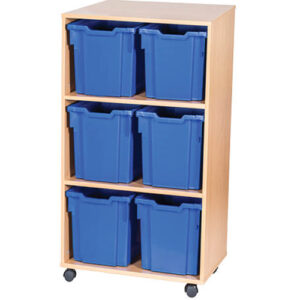 6 Jumbo Tray Double Bay Mobile or Static Classroom Storage Unit - 1107mm High