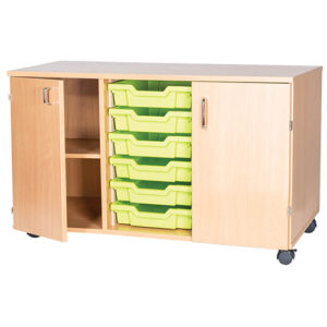 6 Tray Triple Bay Mobile or Static School Double Cupboard - 615mm High