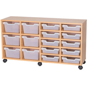 6 Deep 10 Shallow Tray Cubby Mobile Unit - Quad Bay