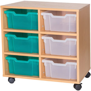 6 Deep Tray Double Bay Fixed Shelf Mobile or Static Unit - 615mm High