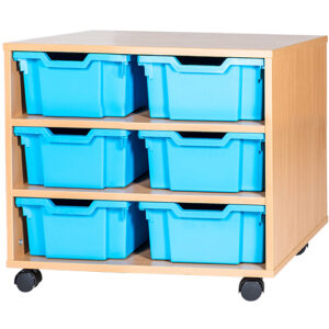 6 Deep Tray Double Bay Fixed Shelf Mobile or Static Unit - 615mm High