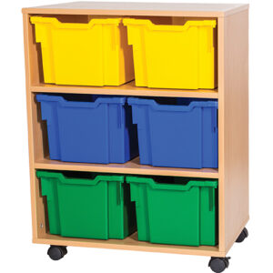 6 Extra Deep Tray Double Bay Static or Mobile Classroom Storage Unit - 861mm High