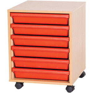 6 Tray A3 Mobile Single Bay Paper Storage Unit - 689mm High