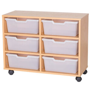 6 Wide Tray Cubby Mobile Unit - Double Bay