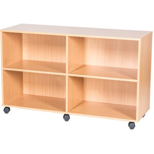 7 High Quad Bay Open Mobile or Static Classroom Storage Unit with 2 Fixed Shelves - 697mm High