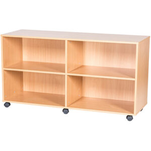 8 High Quad Bay Open Mobile or Static Classroom Storage Unit with 2 Fixed Shelves - 779mm High