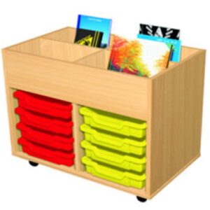 8 Tray Mobile School Book Trolley - 725mm High