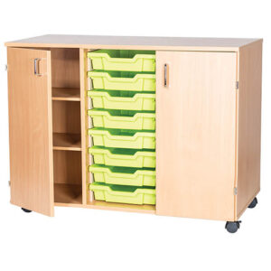 8 Tray Triple Bay Mobile or Static School Double Cupboard - 779mm High