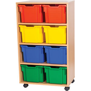 8 Extra Deep Tray Double Bay Static or Mobile Classroom Storage Unit - 1107mm High