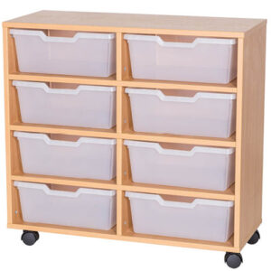 8 Wide Tray Cubby Mobile Unit - Double Bay