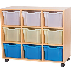 9 Extra Deep Tray Triple Bay Static or Mobile Classroom Storage Unit - 861mm High