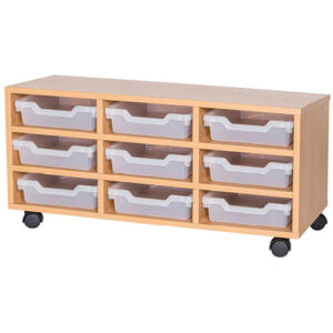 9 Shallow Tray Cubby Mobile Unit - Triple Bay