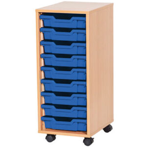 9 Tray Mobile or Static Single Bay Classroom Storage Unit - 861mm High