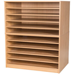 A1 Mobile or Static Education Paper Storage Unit -10 Fixed Shelves