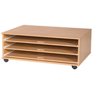 A1 Mobile or Static Paper Storage Unit - 3 Sliding Shelves