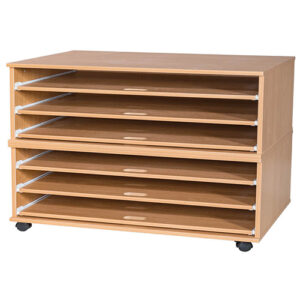 A1 Mobile or Static Education Paper Storage Unit - 6 Sliding Shelves