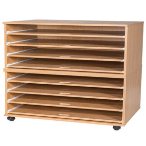 A1 Mobile or Static Education Paper Storage Unit - 8 Sliding Shelves