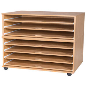 A1 Mobile or Static Paper Education Storage Unit - 7 Sliding Shelves