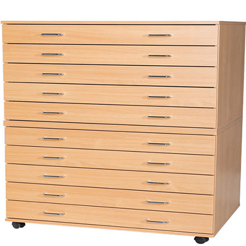 A1 Premium Wooden Plan Chest - 10 Drawer - 1347mm High