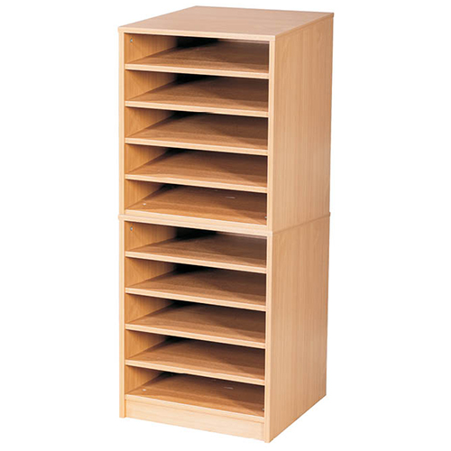 A2 Mobile or Static Paper Storage Unit - 10 Fixed Shelves