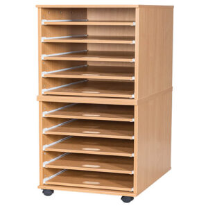 A2 Mobile or Static Paper Storage Unit - 10 Sliding Shelves