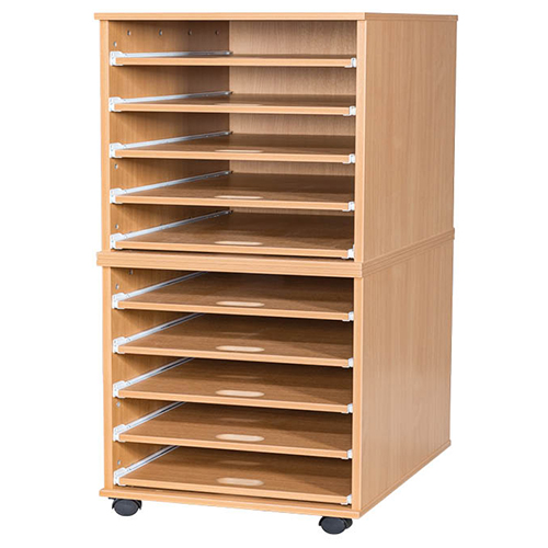 A2 Mobile or Static Paper Storage Unit - 10 Sliding Shelves