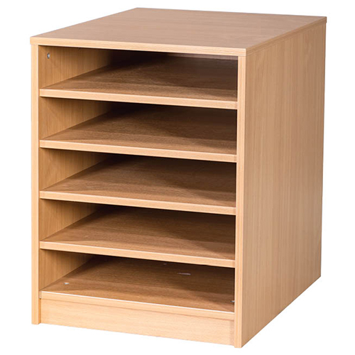 A2 Mobile or Static Education Paper Storage Unit - 5 Fixed Shelves