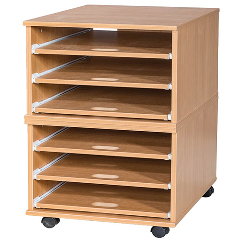 A2 Mobile or Static Education Paper Storage Unit - 6 Sliding Shelves
