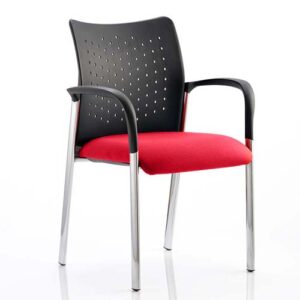 Academy School Reception Cherry Red Chair - Chrome Frame With Arms