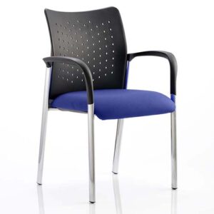 Academy School Reception Stevia Blue Chair - Chrome Frame With Arms
