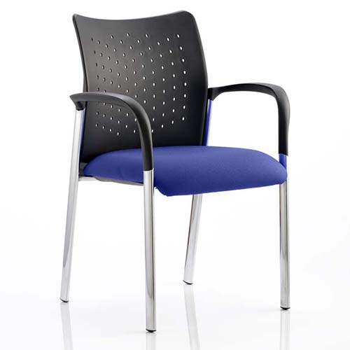 Academy School Reception Stevia Blue Chair - Chrome Frame With Arms