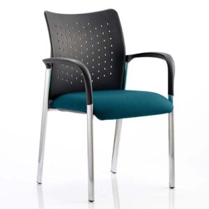Academy School Reception Teal Chair - Chrome Frame With Arms