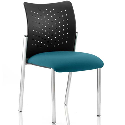 Academy Teal Reception Chair – Chrome Frame, Armless & Stackable