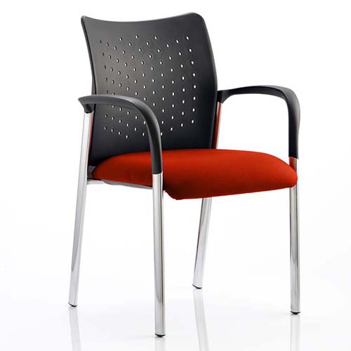 Academy School Reception Tobasco Orange Chair - Chrome Frame With Arms