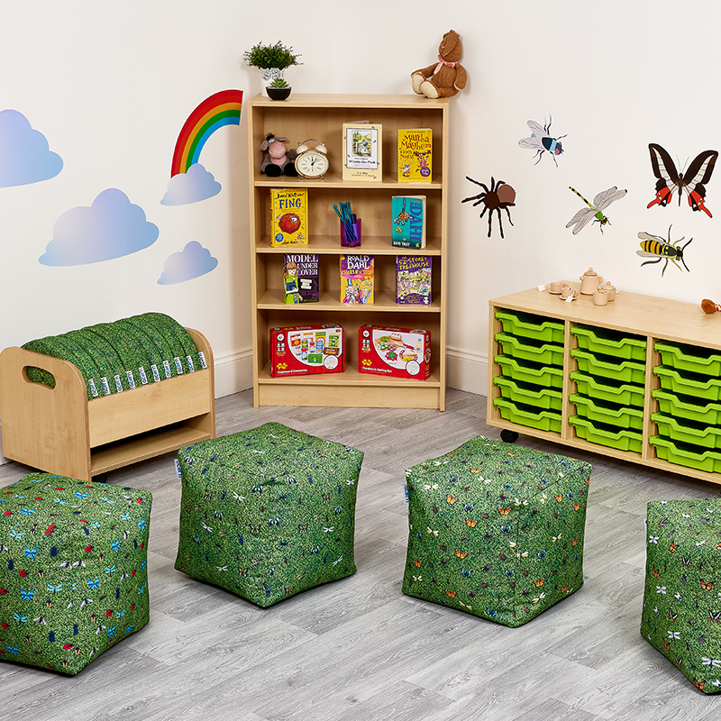 Assorted Bugs on Grass Cubes - Set of 4