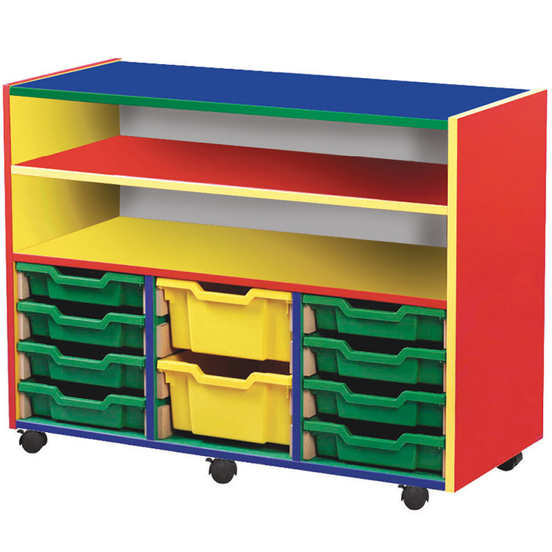 COLORE! 10 Tray Mobile Storage Unit with Shelf- 789mm High