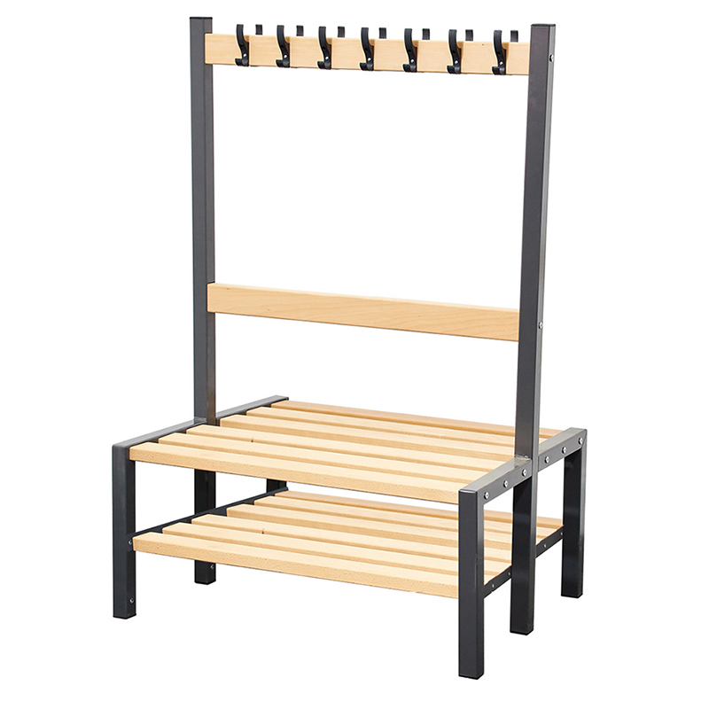Double Sided 14 Hook Cloakroom Bench with Shoe Rack - 900mm Wide