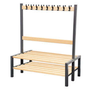 Double Sided 18 Hook Cloakroom Bench with Shoe Rack - 1200mm Wide