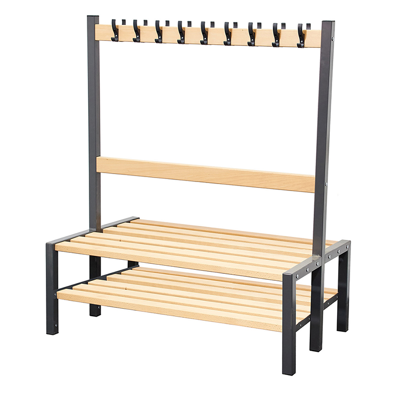Double Sided 18 Hook Cloakroom Bench with Shoe Rack - 1200mm Wide