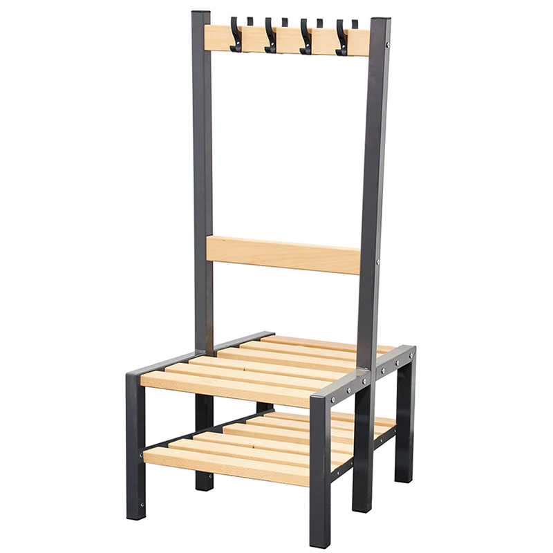 Double Sided 8 Hook Cloakroom Bench with Shoe Rack - 600mm Wide