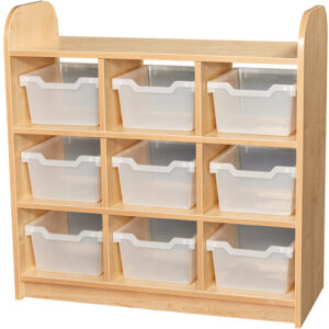 Early Years Low Level 3 Tier Storage Shelving Unit Open Back - 9 Tray