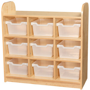 Early Years Low Level 3 Tier Storage Shelving Cube Unit with Back - 9 Tray