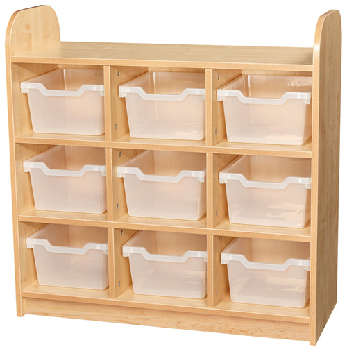 Early Years Low Level 3 Tier Storage Shelving Cube Unit with Back - 9 Tray