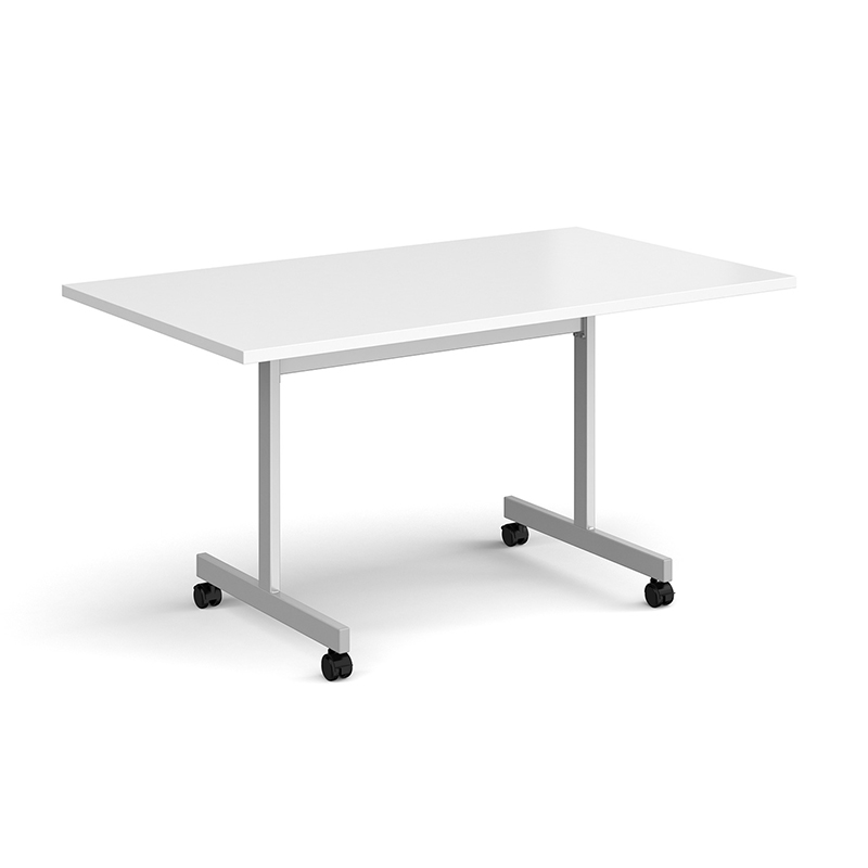 Flick Rectangular fliptop meeting table with silver frame  1400mm x 800mm