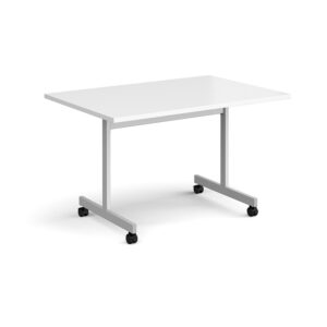 Flick Rectangular fliptop meeting table with silver frame  1200mm x 800mm