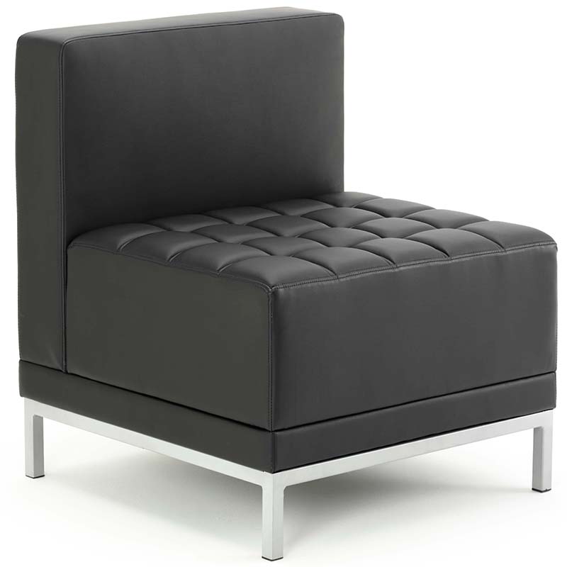 Infinity Modular Straight Back Sofa Chair Black Soft Bonded Leather