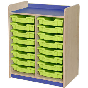 KubbyClass Double Bay 16 Shallow Tray Classroom Storage Unit - 877mm High