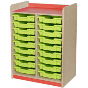 KubbyClass Double Bay 18 Shallow Tray Classroom Storage Unit - 962mm High