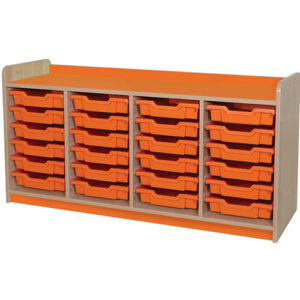 KubbyClass Quad Bay 24 Shallow Tray Classroom Storage Unit - 707mm High