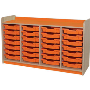 KubbyClass Quad Bay 28 Shallow Tray Classroom Storage Unit - 792mm High